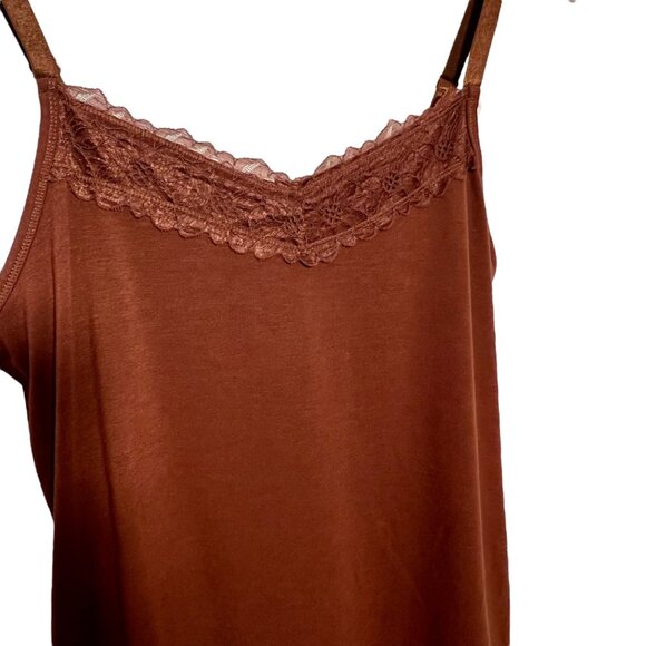 Cato Brown Lace Trim Cami Stretchy Undershirt Classic Capsule Lightweight 14/16W - Picture 5 of 8